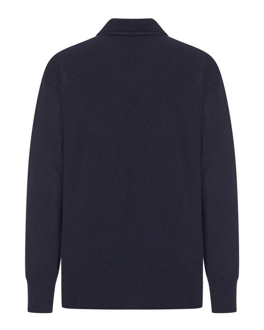 Roberto Collina Blue V-Neck Wool Polo Shirt for men