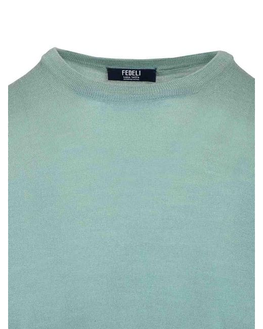 Fedeli Green Long-Sleeved Sweater for men