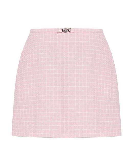 Versace Pink Check-Pattern Mini Skirt