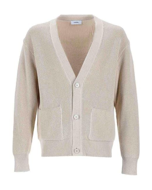 Lardini White Knitted Cardigan for men