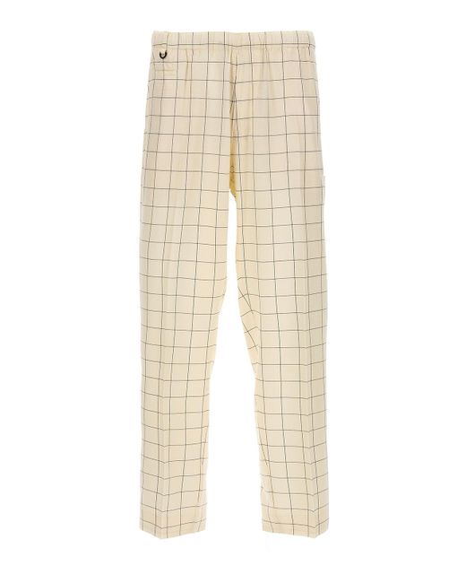 Undercover Natural All-Over Checkered Pants With Elastic Waistband for men