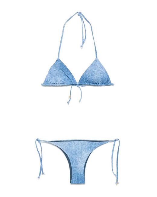 Fisico Blue Denim Print Bikini Set