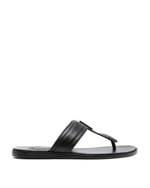 Tom Ford Black Leather Thong Sandals With Hardware for men