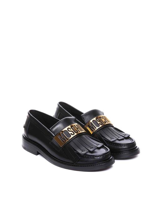 Moschino Gray Maxi Logo Plate Loafers for men