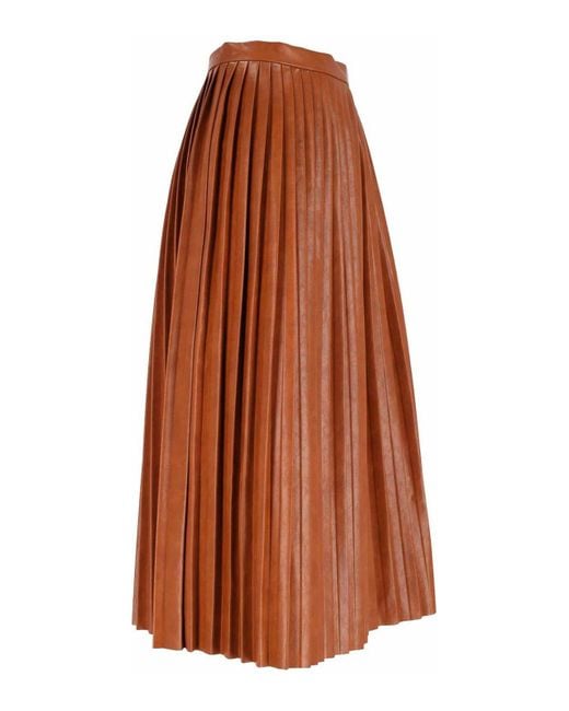 MM6 by Maison Margiela Brown Pleated Midi Skirt