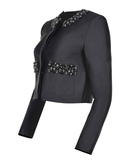Self-Portrait Black Jacket Made Of Satin