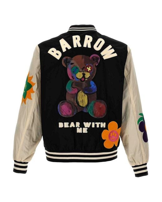 Barrow Black Embroidery Bomber Jacket for men