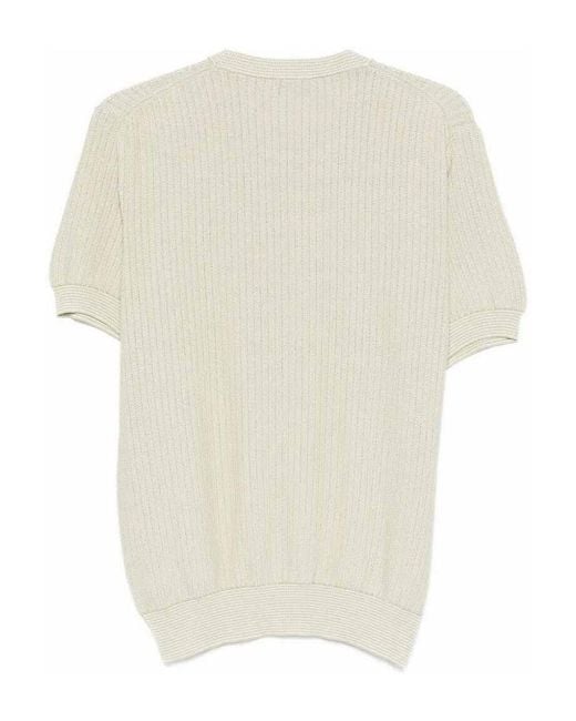 Piacenza 1733 White Short Sleeve Crew-Neck Sweater for men