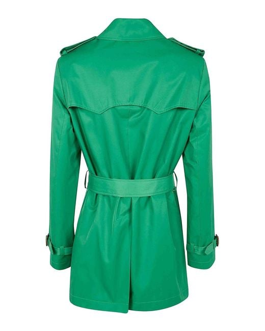 Ralph Lauren Green Double Breasted Belted Trench 30 Lined Coat