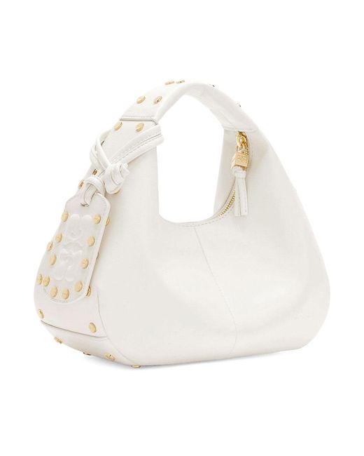 Ganni White Mini Hobo Bag With Studs