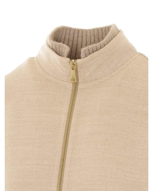 Fabiana Filippi Natural Coat With Frontal Zip Closure
