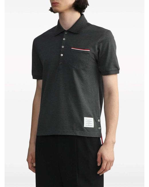 Thom Browne Black Rwb Cotton Polo Shirt for men