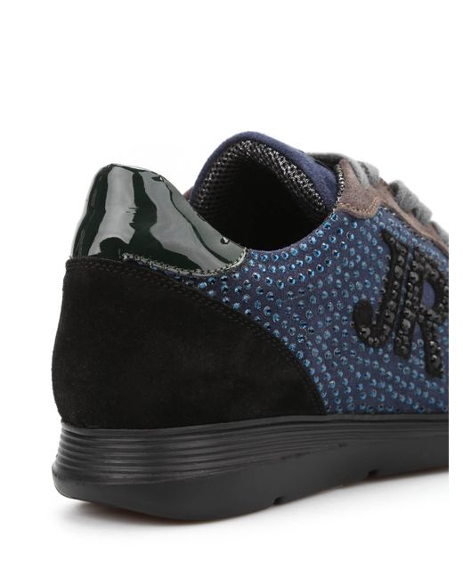 John Richmond Blue Beads Detailed Suede Sneakers