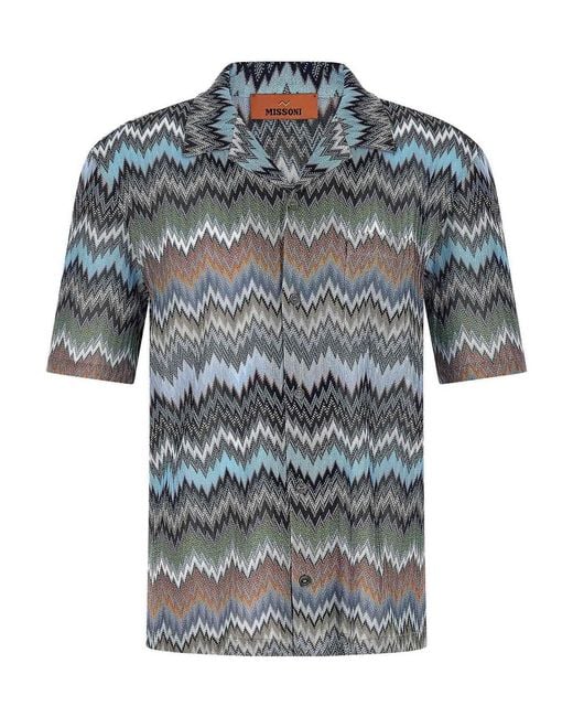 Missoni Blue Chevron Snake Shirt for men