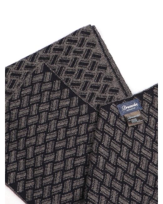 Drumohr Gray Biscuit Patterned Cashmere Scarf for men