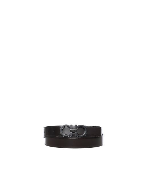 Ferragamo White Leather Gancini Belt for men