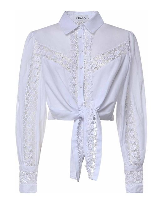 Charo Ruiz Blue Devi Cropped Shirt