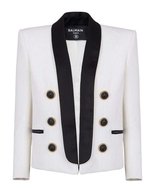 Balmain Black Cropped Jacket With Buttons