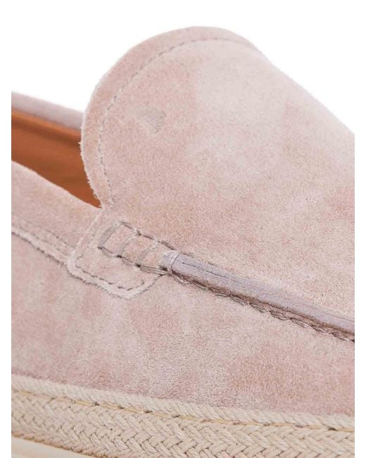 Tod's Pink Loafers Round Toe Logo