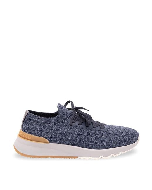 Brunello Cucinelli Blue Knitted Sock Sneakers for men