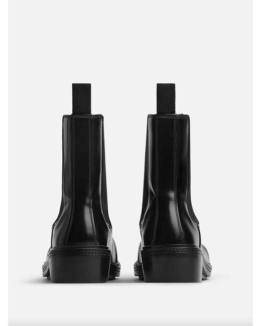 Bottega Veneta Black Brushed Leather Fireman Ankle Boot for men