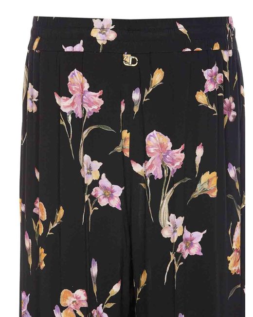 Twinset Black Floral Print Pants