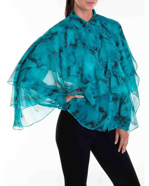 Roberto Cavalli Blue Long Sleeve Fantasy Print Shirt