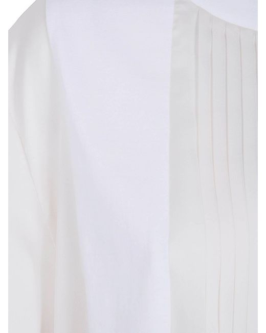 Sacai White Satin X Cotton Jersey T-Shirt