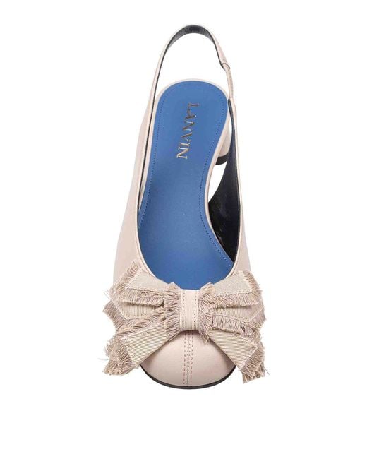 Lanvin Natural Slingback Bow Small Heel Sand