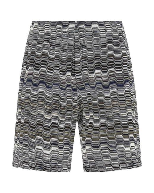 Missoni Gray Irregular Zigzag Bermuda Shorts for men