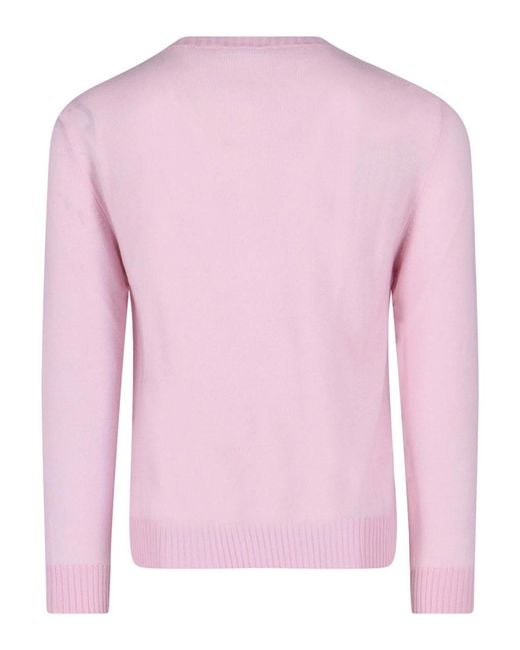 Jil Sander Pink Logo-Embroidered Crew-Neck Sweater for men