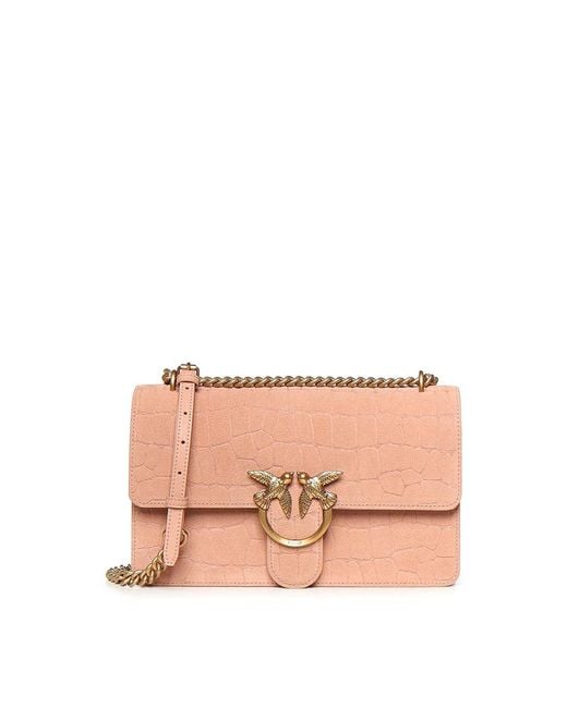 Pinko Pink Love Bag One Medium Leather Crossbody Bag