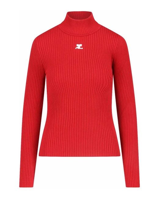Courreges Red Logo Turtleneck