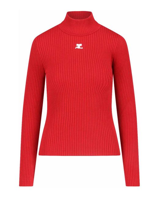 Courreges Red Logo Turtleneck
