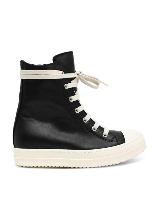 Rick Owens Black Leather Sneakers