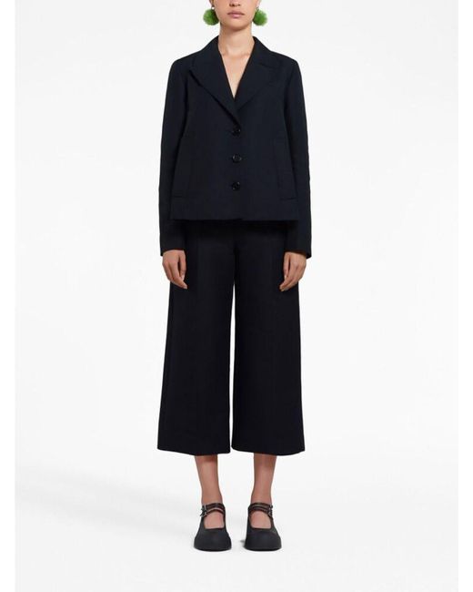 Marni Blue High-waisted Cropped Trousers