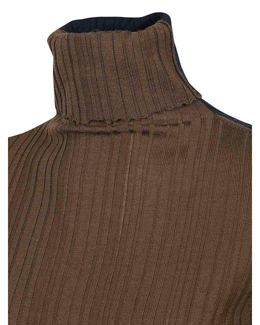 Cividini Brown Two-Tone Wool Turtleneck Sweater
