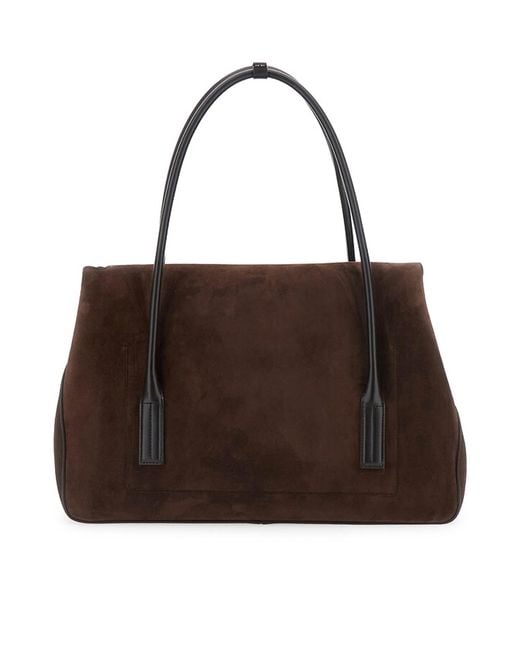 Tom Ford Brown Large Eclipse Suede Bag