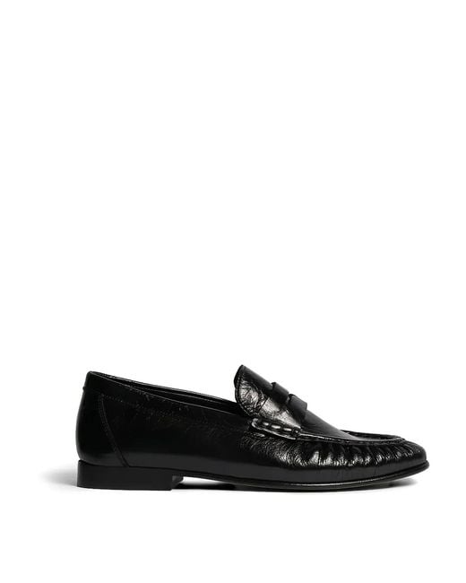 POSA Black Penny Loafer Leather Wrinkle