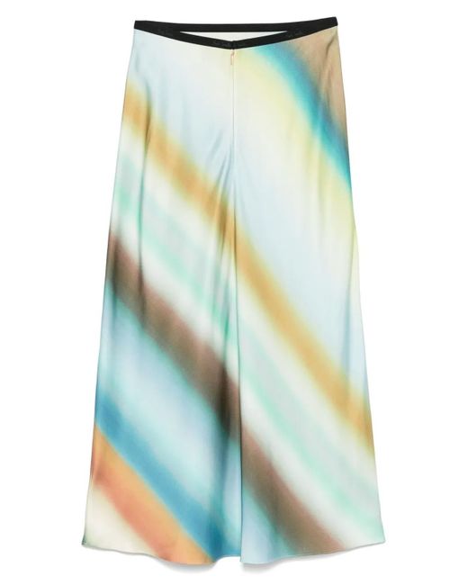 Paul Smith Blue Watercolour-Effect Midi Skirt