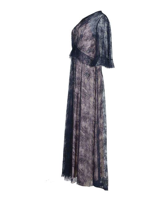 Alberta Ferretti Blue Dress Made Of Lace