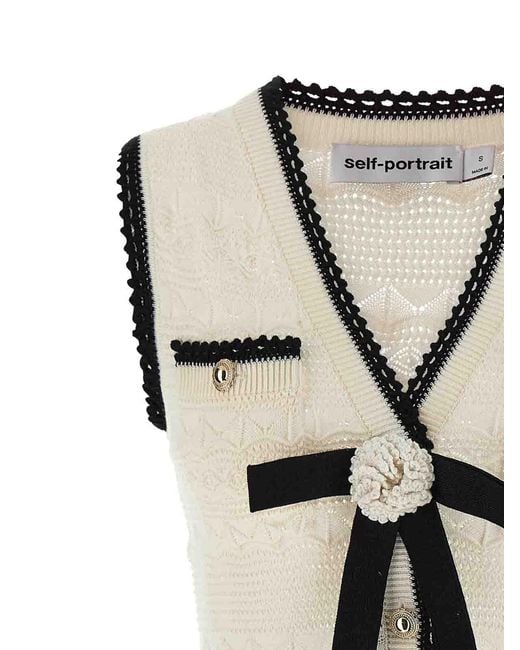 Self-Portrait Natural Pointelle Knit Mini' Dress