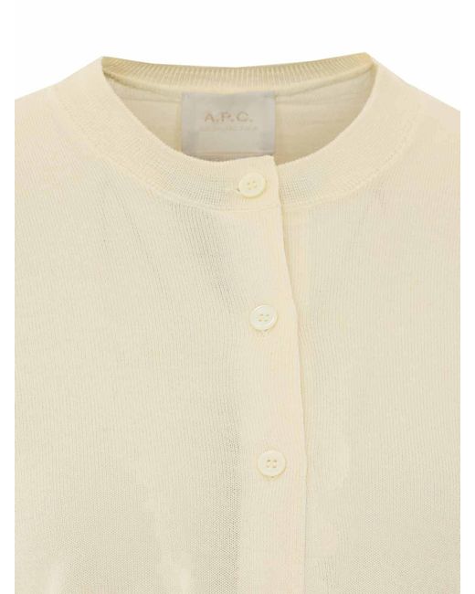 A.P.C. White Cardigan With Frontal Buttons Closure
