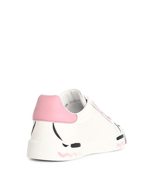 Dolce & Gabbana White Portofino Leather Sneakers