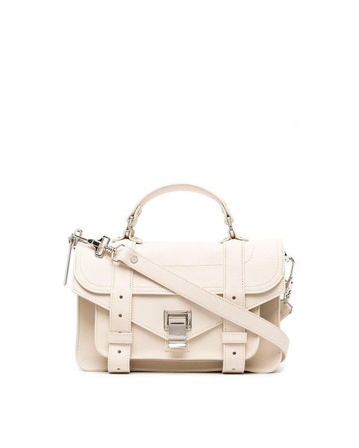 Proenza Schouler Natural Leather Flap Front Bag With Metal Tab Closure
