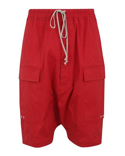 Rick Owens Red Cargo Pods Shorts for men