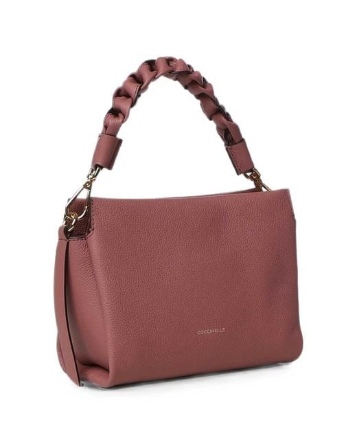 Coccinelle Purple Handbag Double Grainy Leather