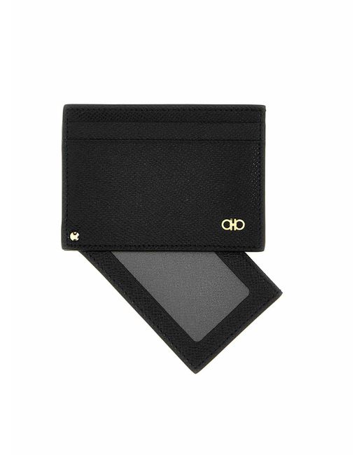Ferragamo Black Gancio Wallet + Card Holder Set for men