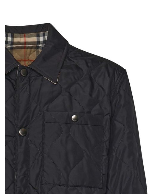 Burberry Blue Reversible Quilted Nylon Shirt for men