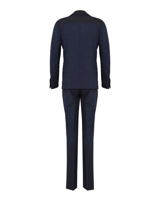Lardini Blue Single-Breasted Iconic Reg Wool Suit for men